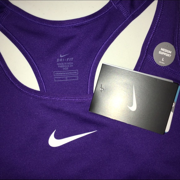 Nike Sports Bra NWT dri-fit Purple Large - Picture 2 of 3
