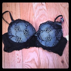 Rene Rofe Black Lace Push-up Bra