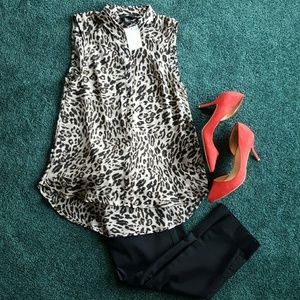 H&M Sleeveless leopard print blouse