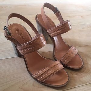 Madewell leather heel sandal, camel size 7
