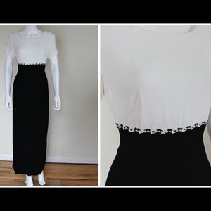 Vintage 1990's Black White Daisy Maxi Dress