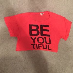 Coral colored half shirt - small