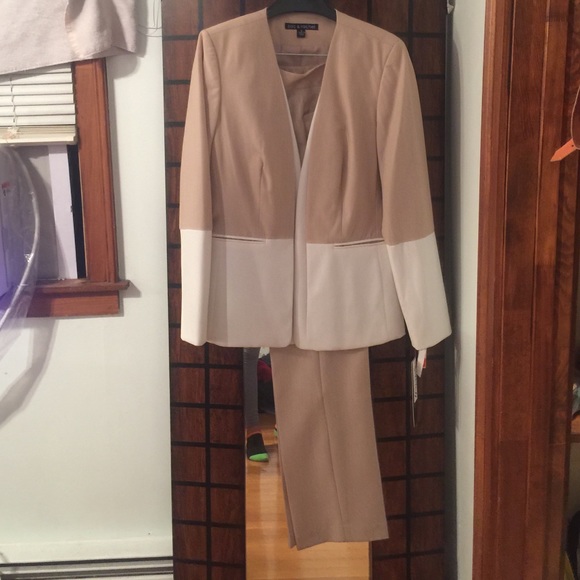 Tan with white leather suit set