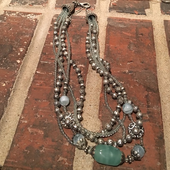 ❌TRADED❌ LAURA Layered necklace w/aqua silver beads