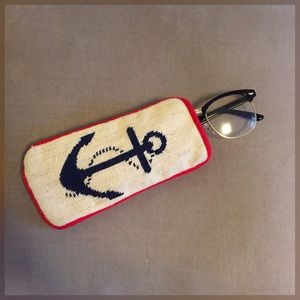 Vintage Needlepoint Anchor Glasses Case