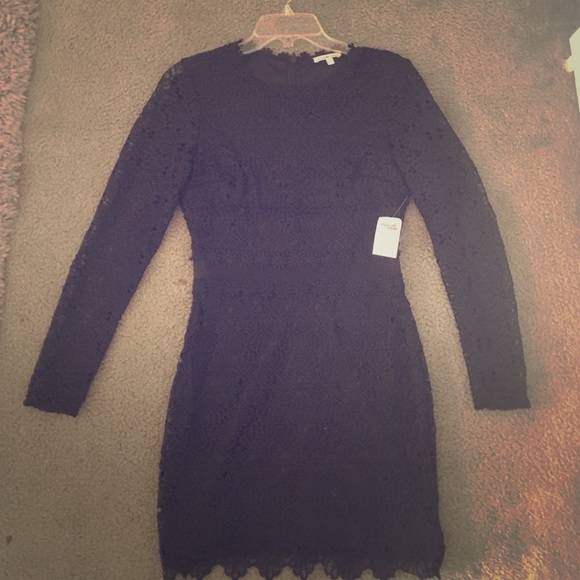 *SALE* C. Russe Black Flower-Patterned Mesh Dress