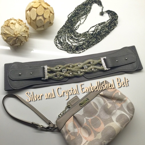 NWOT Silver and Crystal Embellished Belt