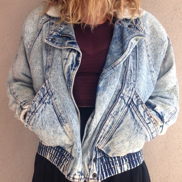 Vintage 80's Denim & Faux Sherpa Jacket/ Small