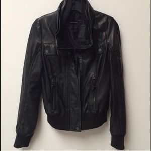Zara Leather Bomber Jacket