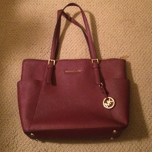 Michael Kors Handbags - Burgundy Michael Kors Tote & Blue Cardigan Bundle