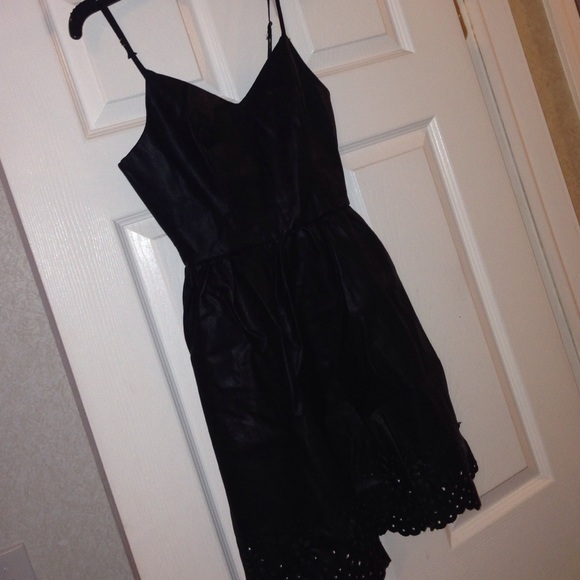 Faux leather spaghetti strap dress