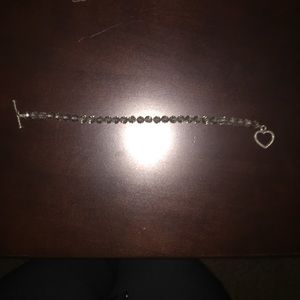 Custom Swarovski grey bracelet with heart toggle