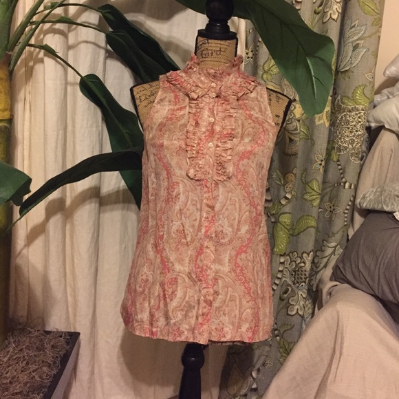 J Crew paisley print sleeveless button down top