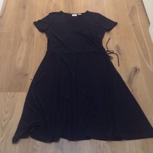 Black dress v neck with side tie detail