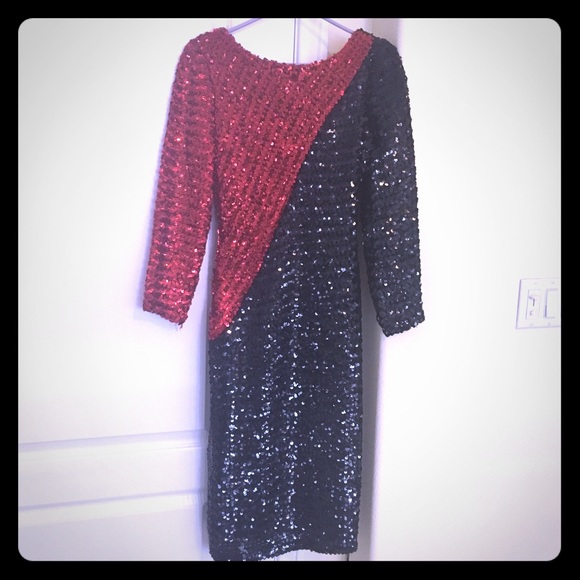 Red/black sequin dress