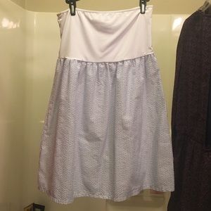 Strapless white & blue seersucker dress!