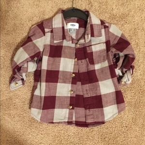 Old Navy burgundy/grey plaid button up shirt
