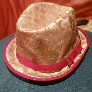 Coach fedora with fushia accents