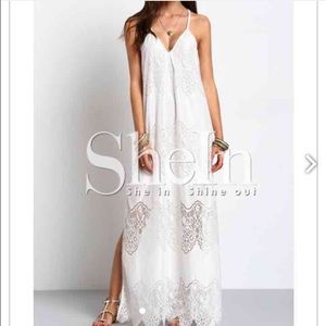 Deep V lace maxi dress