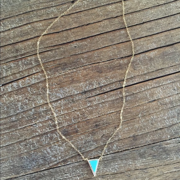 Turquoise Rhinestone Triangle Necklace - Picture 2 of 2