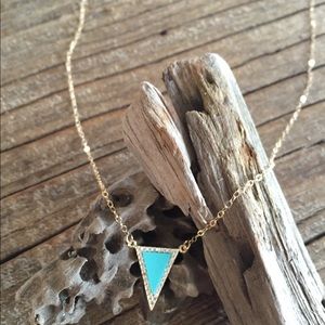 Turquoise Rhinestone Triangle Necklace