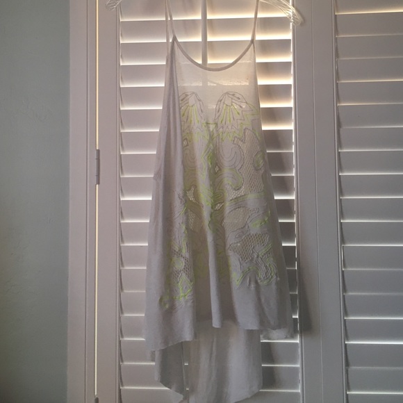 Free People White Long cut out tank