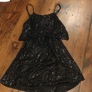 Tobi Black Sequin dress with open back