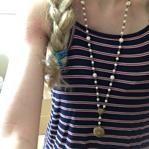 J. Crew Pearl Y-Style Locket Necklace