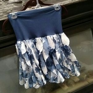 Ruffle Skirt, Blue & White