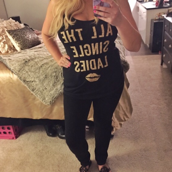 "All the Single Ladies" Black & Gold Tank