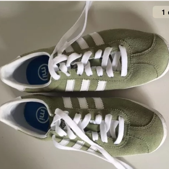 Custom Adidas suede olive green