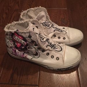 White High Top Ed Hardy Shoes