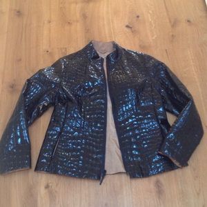 Black vinyl rain jacket/reversible