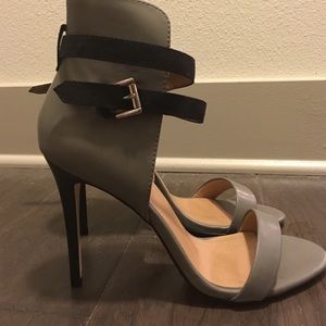 Never worn grey and black heeled sandals