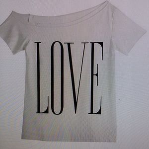 FUNOC Women Short Sleeve White Casual Love T Shirt