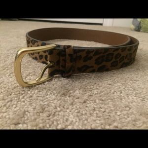 JCrew leopard-print calf hair belt