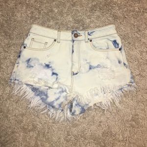 Acid Wash High Waisted Shorts