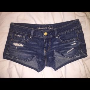 American eagle dark blue jeans shorts