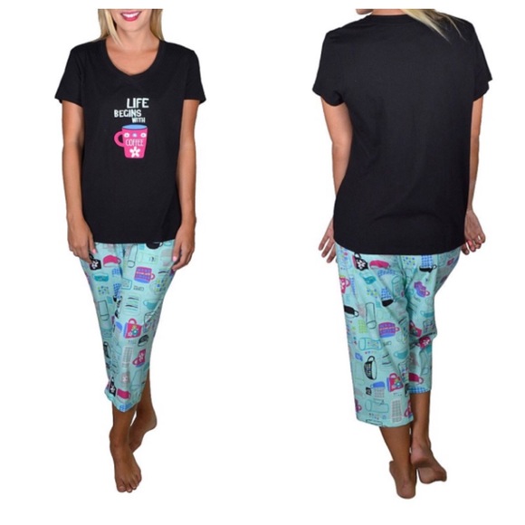 Life begins with coffee Capri set - Picture 2 of 2