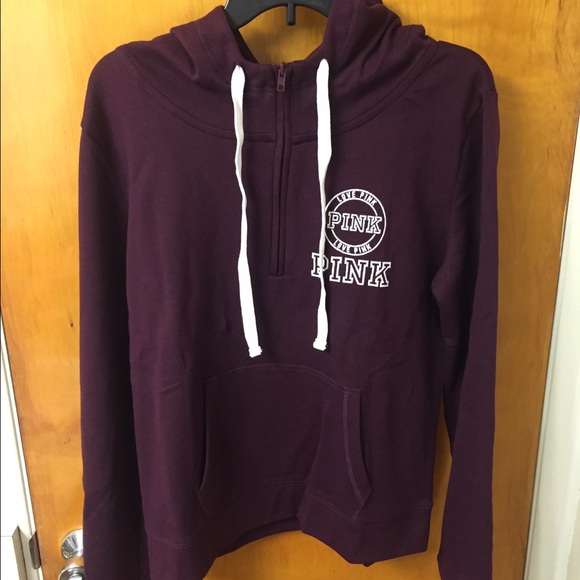 NWT PINK High neck half zip, large
