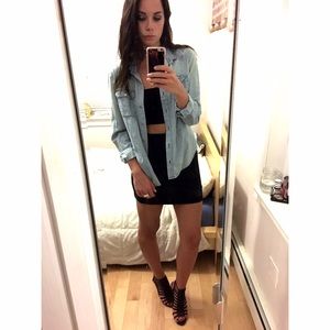 Denim button-up shirt