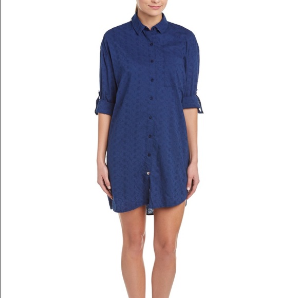 BNWT - Ganesh Eyelet Shirt Dress - Navy - Size 0 - Picture 2 of 6