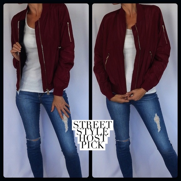 Jackets & Blazers - 1 LEFT⚡5 STAR⭐️️Burgundy Bomber Jacket