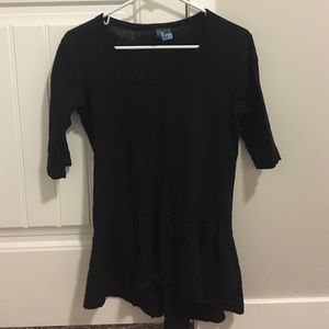Black Flowy Anthro Buttonback Tee