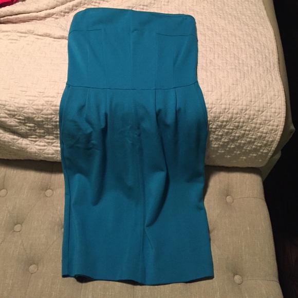 Strapless blue dress