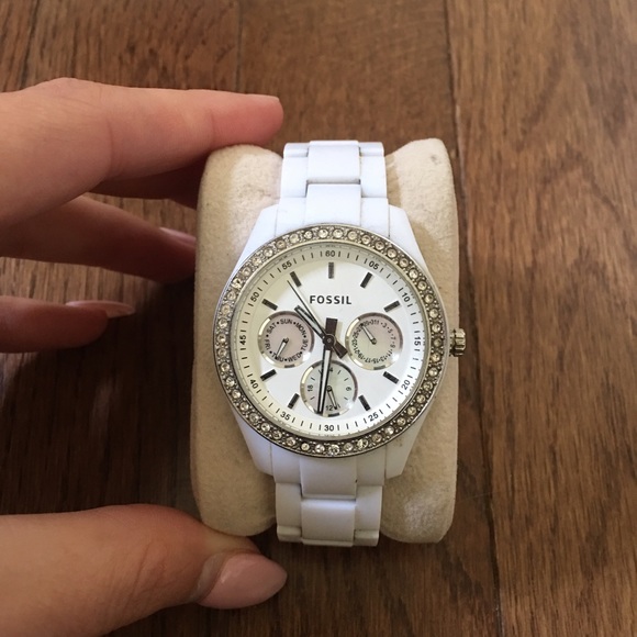 White Fossil Watch