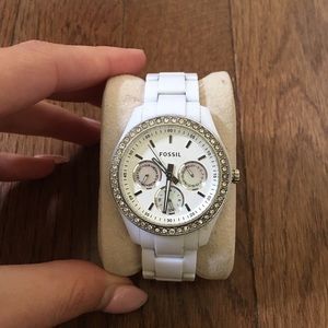 White Fossil Watch