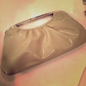 Express Nude Beige Metal Handle Clutch