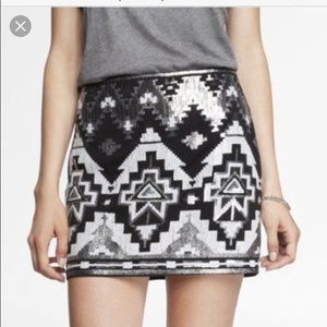 Express Sequin Embellished Mini Skirt