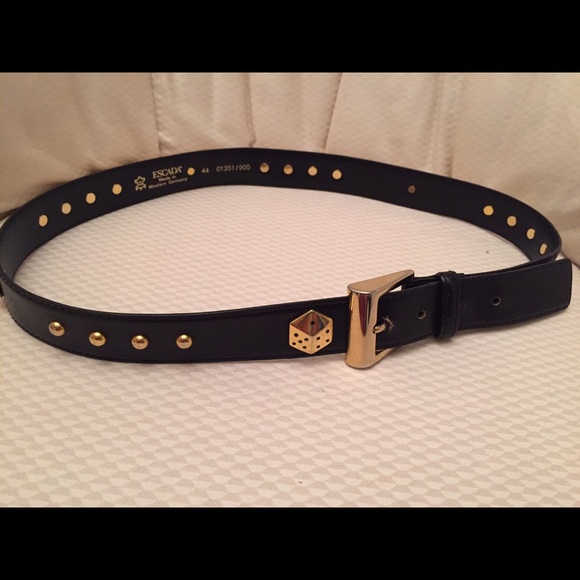 Escada blk belt with gold studded dominos